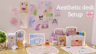 ✨ Aesthetic Desksetupmakeover and stationery organisation ✨kawaii aesthetic [upl. by Llekram]