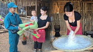 Single mother fences vegetable garden and cook delicious HMong specialties from corn flour [upl. by Ynot]