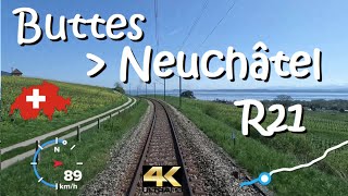 CAB RIDE 4K 🇨🇭 Buttes  Neuchâtel R21  CH  Suisse  Schweiz  Switzerland  Swiss 🛤 [upl. by Lizabeth]