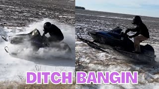 Snowmobile Ditch Riding Free 1993 Polaris Indy XLT 580 [upl. by Karlee]