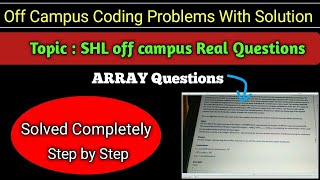 SHL company off campus coding question with complete solution [upl. by Darla765]