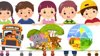 Wheels on the bus  The animal Train  The four seasons Kids songs  Fun learning [upl. by Alehtse]