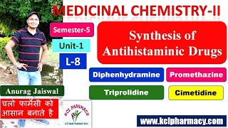 Synthesis of Antihistaminic Drugs  L8 Unit 1  Medicinal ChemistryII 5th Sem [upl. by Yecats]