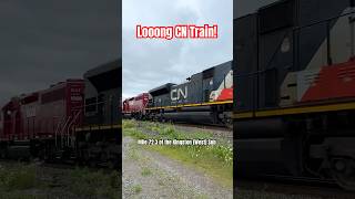 West of Cornwall ON Long CN mainline freight with leased power railways canadiannational trains [upl. by Snashall]