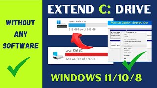 How to Extend C Drive in Windows 1110 Without any Software Extend Volume Option Greyed Out SOLVED [upl. by Averi]