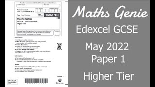 Edexcel GCSE Maths May June 2022 1H Exam Paper Walkthrough [upl. by Zoara144]