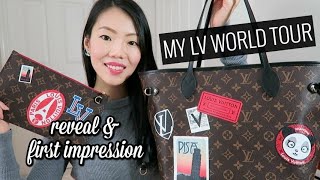 MY LV WORLD TOUR Louis Vuitton Neverfull MM How it Works amp FIRST IMPRESSION REVIEW  FashionablyAMY [upl. by Denzil]