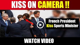 French President Emmanuel Macron Kiss His Sports Minister On Camera  french president video [upl. by Lamson]