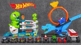 Hot Wheels Collection Unboxing Review ASMR 🦖 Hot Wheels City TRex Chomp Down  Dino Parking Lot [upl. by Moor]