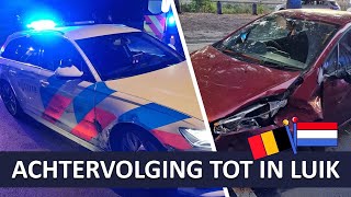 Politie  Achtervolging gestolen auto tot in België LuikLiège [upl. by Sand]