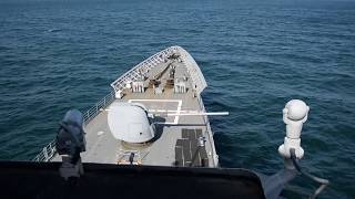 USS Leyte Gulf Fires MK45 5inch62 Caliber Lightweight Guns [upl. by Neruat]