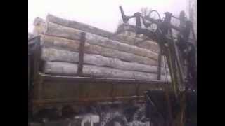 Погрузка леса МТЗ с куном  Loading timber overcurrent kun [upl. by Pasia]