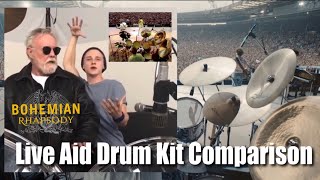 Queen Live Aid Bohemian Rhapsody Movie Drum Kit Comparison Roger Taylor Ben Hardy Brian May [upl. by Ringe104]