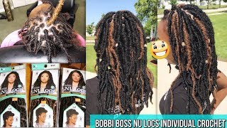 BOBBI BOSS NU LOCS 18quot INDIVIDUAL CROCHET ON SHORT HAIR [upl. by Alegnat519]