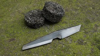 Steel Wire Sponge Canister Damascus San Mai Tanto Knife [upl. by Lonna]