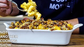 creamy baked MAC amp CHEESE with THANKSGIVING STUFFING crust [upl. by Nesyaj]