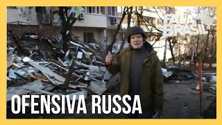 Roberto Cabrini mostra destruição provocada por nova ofensiva da Rússia contra Kiev [upl. by Anit]