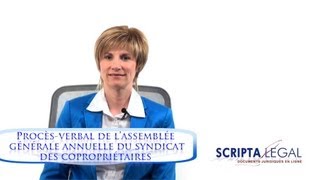 Procèsverbal de lassemblée générale annuelle du syndicat des copropriétaires [upl. by Philippine586]