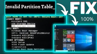 Fix Invalid Partition Table  Legacy Boot  Window Starting  samehulhaq [upl. by Ia537]