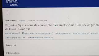 Vitamine D3 contre risques de cancers chez les sujets sains [upl. by Bergquist73]