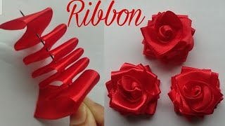 DIY Ribbon Flowers  How to make ribbon flowers  Easy making with needle  Amazing Ribbon Tricks [upl. by Juanita359]