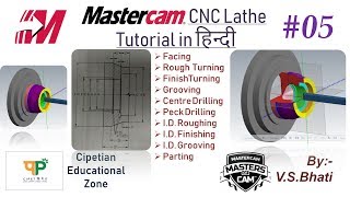 Mastercam Lathe Tutorial  Facing  Turning  Drilling  Boring  ID Grooving  OD Turning [upl. by Eimarej992]