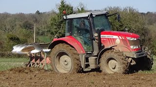 Ploughing with Massey Ferguson 6715S amp Kverneland 4 Furrow [upl. by Zsolway]