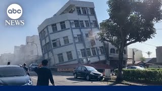 Powerful earthquake strikes Taiwan damaging buildings [upl. by Noguchi]