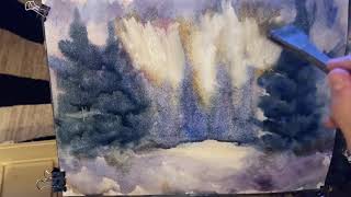 Watercolor Winter scene with the Hake Brush [upl. by Johan]