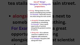 Use of “Along”  “Alongside”and Along with prepositions [upl. by Ynattirb]