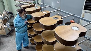 Acoustic Guitar Mass Production Process 50 Year Old Korean Musical Instrument Factory [upl. by Yeclek]