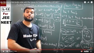 L12 How to find Acidic order with Pka Values for Carboxylic acids  JEE NEET [upl. by Ebenezer275]