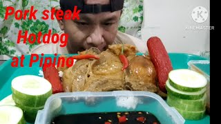 Mukbang Pork steak Hotdog at pipinomukbang Pinoy Philippines asmr [upl. by Yawnoc438]