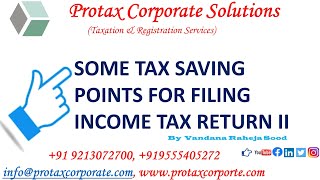 SOME TAX SAVING POINTS FOR FILING ITR II By Vandana Raheja Sood II ca itr incometaxact itrfiling [upl. by Gothar823]