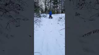 My boy climbing the hill with his snowmobile [upl. by Llednol]