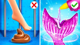 Mermaid Tail in Real Life 🧜‍♀ Mermaid Trapped in Jail Nerd Makeover with Beauty Hacks [upl. by Eniron]