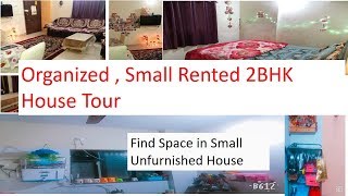 Organized Small Rented 2BHK House Tour Create Space in an Unfurnished Apartment [upl. by Rohclem78]