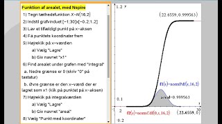 Normalfordeling  Fordelingsfunktionen som areal af tæthedsfunktionen  Nspire simulering [upl. by Donall16]