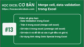 Học Excel cơ bản  13 Merge cell data validation trong Excel [upl. by Eseneg41]