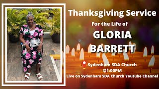 Sun Oct 6 2024  Thanksgiving Service for Gloria Barrett  Sydenham SDA Online Church  100PM [upl. by Zilber621]