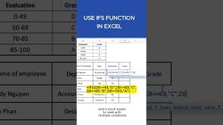 How use IFS function in excel  IFS formula  Excel tips  Excel learning [upl. by Anaiviv702]