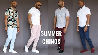 How To Wear Chinos Summer 20196 Summer Chino OutFits [upl. by Singhal]