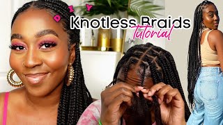 HOW TO DO KNOTLESS BOX BRAIDS ON YOURSELF  Detailed amp Beginner Friendly  My First Time ❤️ [upl. by Nashner]