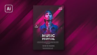 Music Festival Poster  Adobe Illustrator Tutorial [upl. by Ris758]