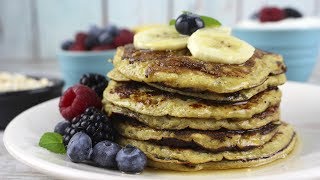 Tortitas de avena y plátano bajas en calorías  sin harina sin azúcar y sin leche [upl. by Eelsel]