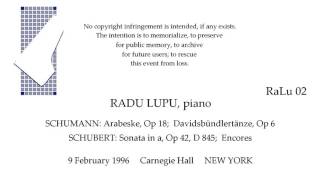 RADU LUPU Recital 9 February 1996 Carnegie Hall NEW YORK [upl. by Aratahs]