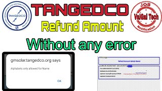 TANGEDCO Amount Refunded  Without Alphabet error  Refund Account Details Saved [upl. by Orazal]