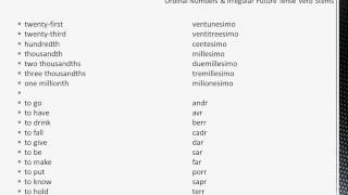 Learning to speak Italian level 2 Lesson 3 ordinal numbers and verb roots in Italianavi [upl. by Hajidak533]