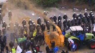 Raw Belgian Farmers Protest Low Milk Prices [upl. by Annahtur495]