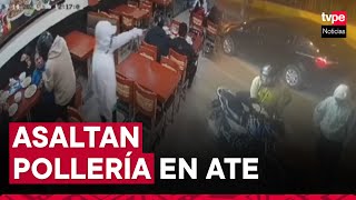 Violento asalto en Ate delincuentes armados irrumpen en pollería y roban a clientes y trabajadores [upl. by Roxane]